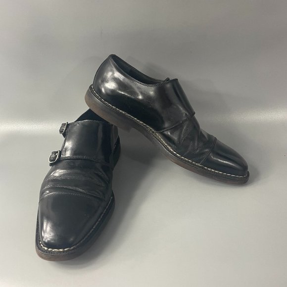 Sutor Mantellassi Black Leather Double Monk Strap Dress Shoes, Size 9.5 - Picture 1 of 13